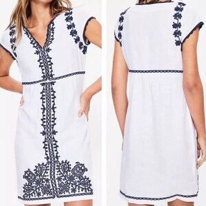Boden Beau Linen Embroidered Dress Size 8